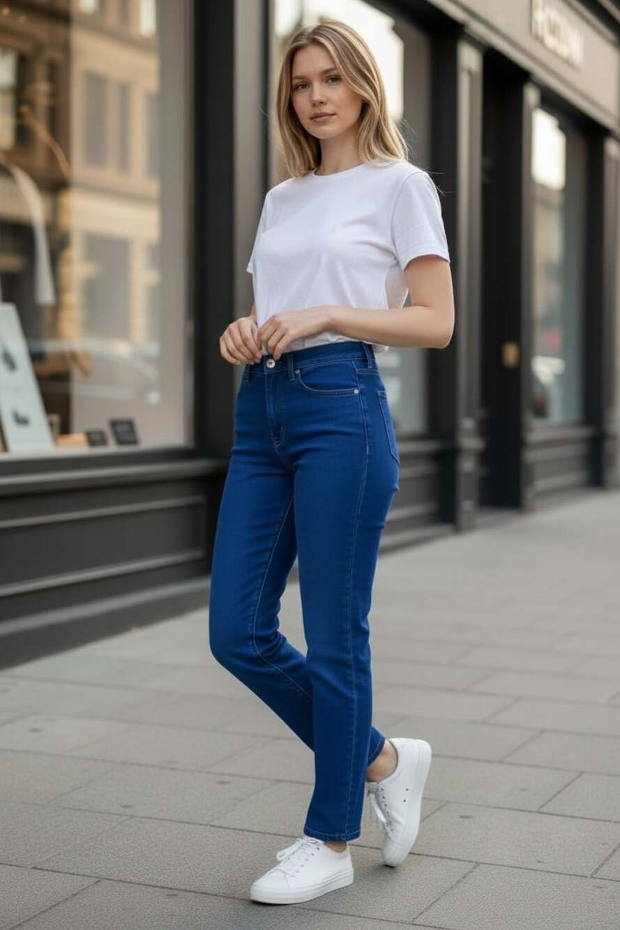 EVERLANE Jeans Size 25 Tall Blue Denim Organic Cotton NEW Way High Straight
